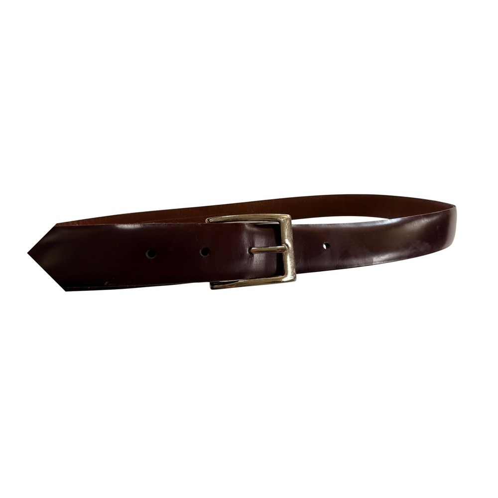 Cole Haan Mens Burgundy Leather Belt Solid Brass‎ Buckle USA Made A1934 Size 42